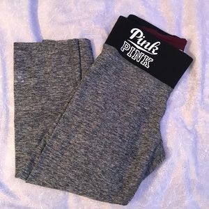 PINK cropped grey high waisted leggings